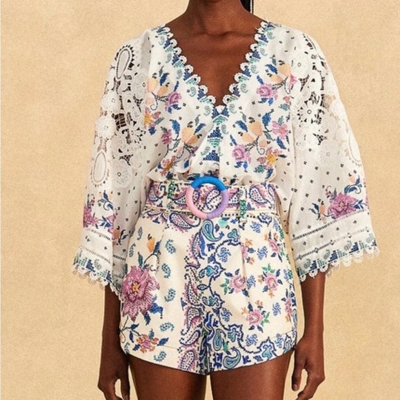 Farm Rio Romantic bandana bodysuit and shorts set - Picture 2 of 7